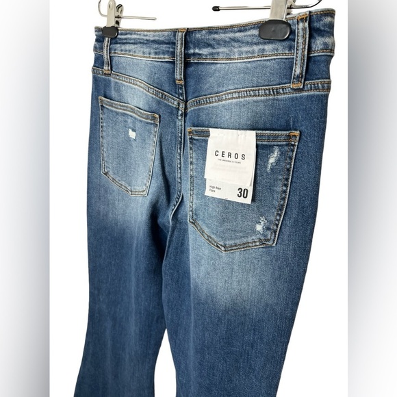 Ceros Women’s Distressed High Rise Flare Jeans - Picture 6 of 12